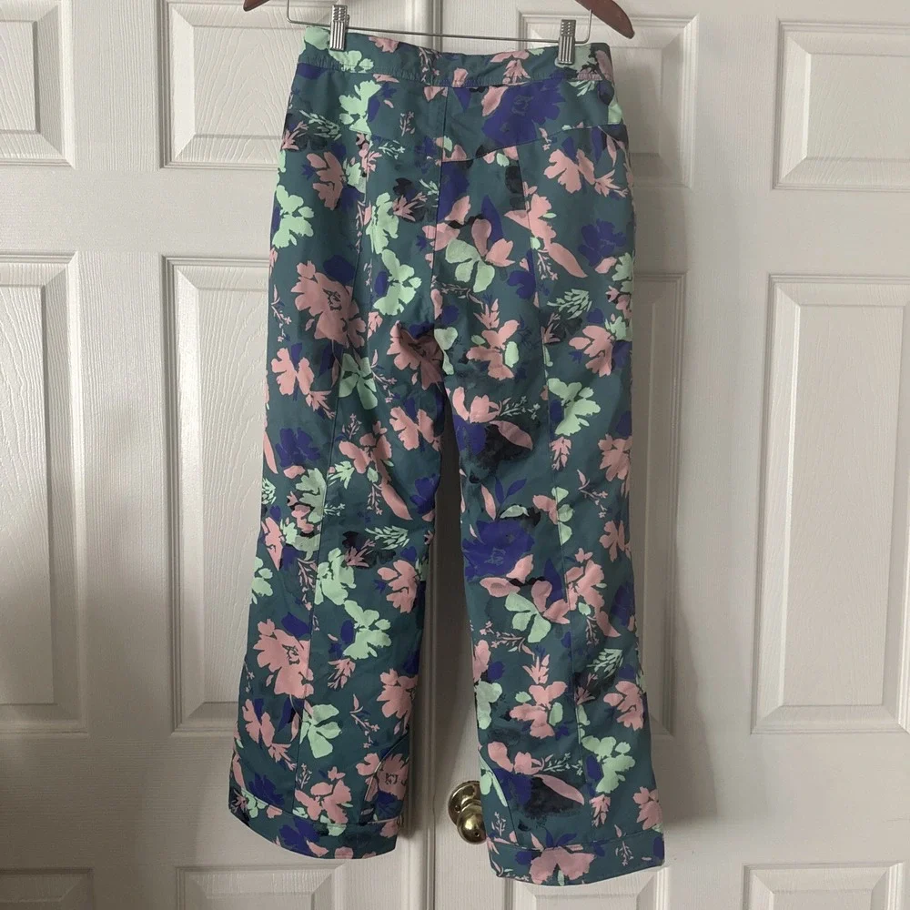 Obermeyer Girls L 14-16 Floral Ski Snow Pants Insulated Green Snowboard